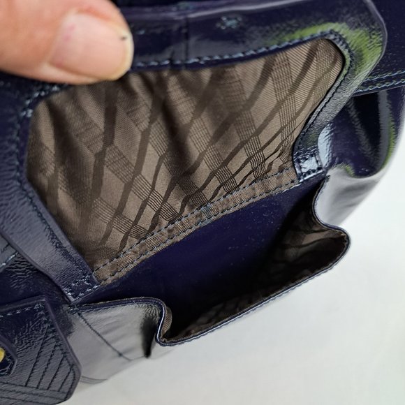 Victor Alfaro Patent Leather Purple Shoulder Bag Large Tote Style with Dust Bag - Picture 13 of 16